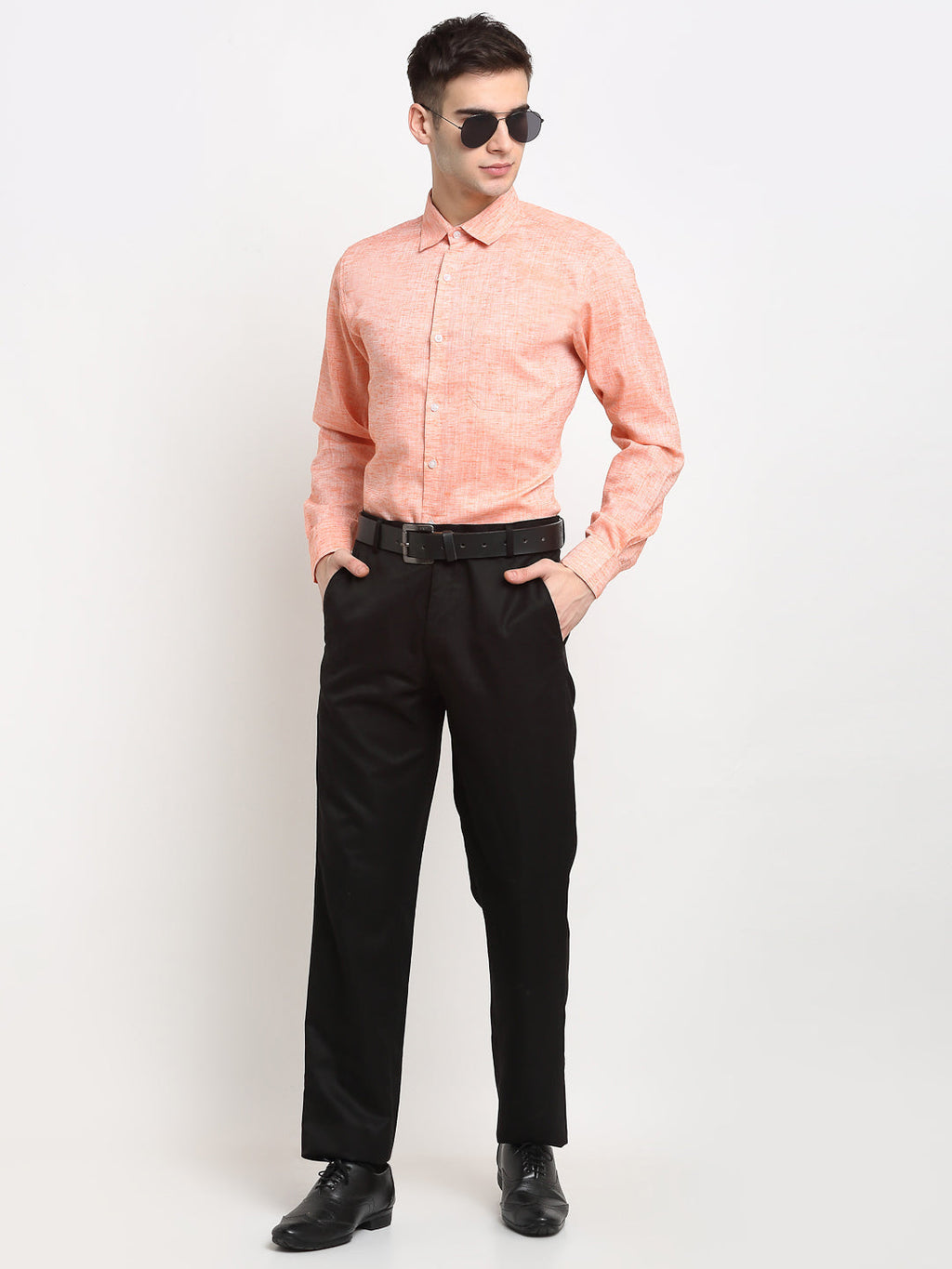 Jainish Orange Men's Solid Cotton Formal Shirt ( SF 782Orange ) - Distacart