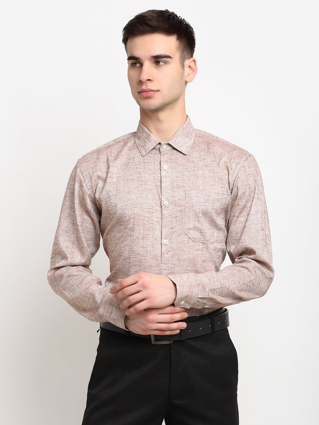 Jainish Rust Men's Solid Cotton Formal Shirt ( SF 782Rust ) - Distacart