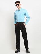 Jainish Blue Men's Solid Cotton Formal Shirt ( SF 782Sky ) - Distacart