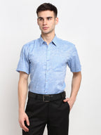 Jainish Blue Men's Solid Cotton Half Sleeves Formal Shirt ( SF 783Blue ) - Distacart