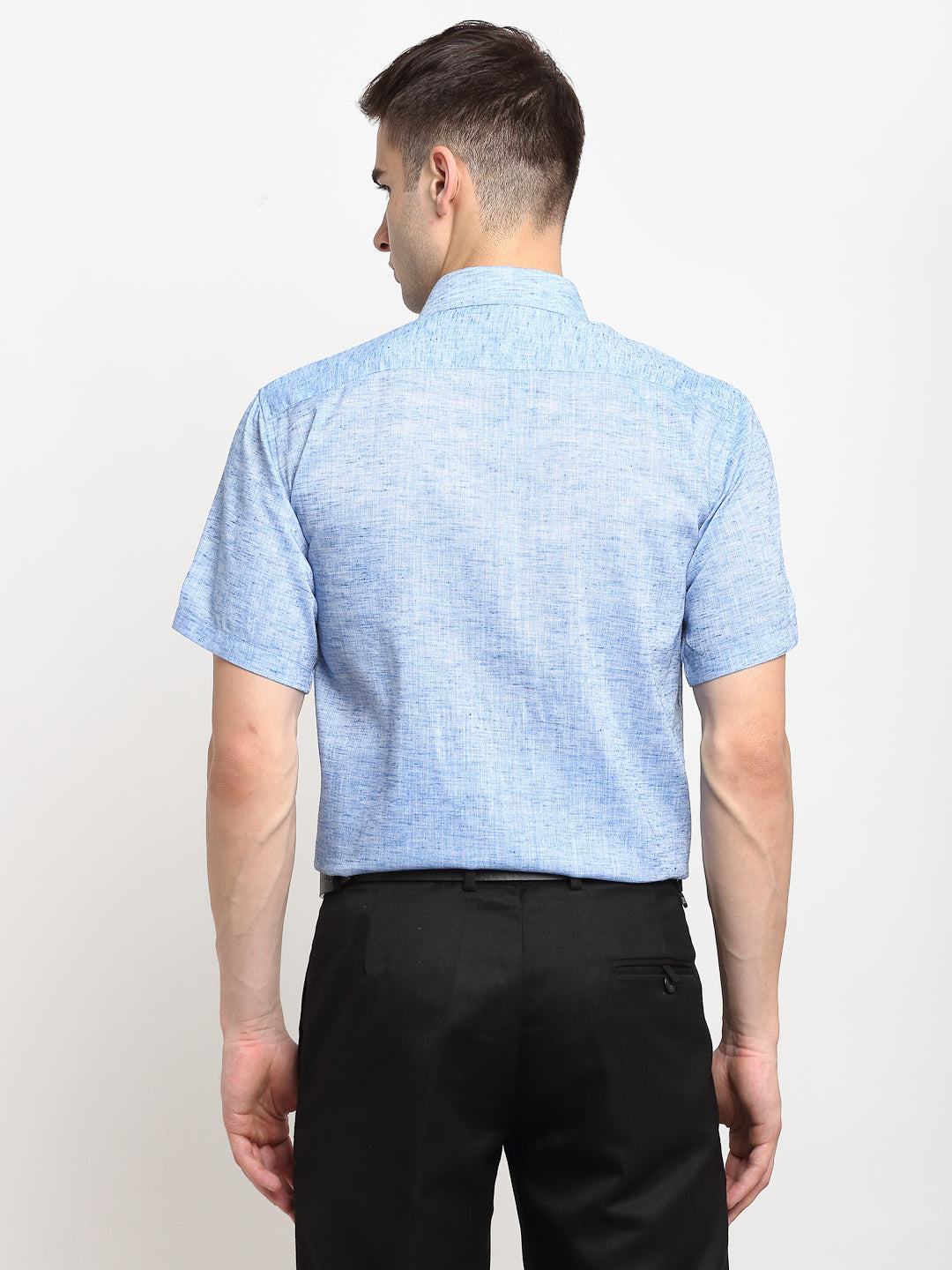 Jainish Blue Men's Solid Cotton Half Sleeves Formal Shirt ( SF 783Blue ) - Distacart