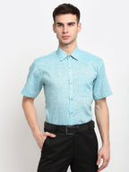 Jainish Green Men's Solid Cotton Half Sleeves Formal Shirt ( SF 783Green ) - Distacart