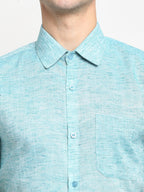 Jainish Green Men's Solid Cotton Half Sleeves Formal Shirt ( SF 783Green ) - Distacart