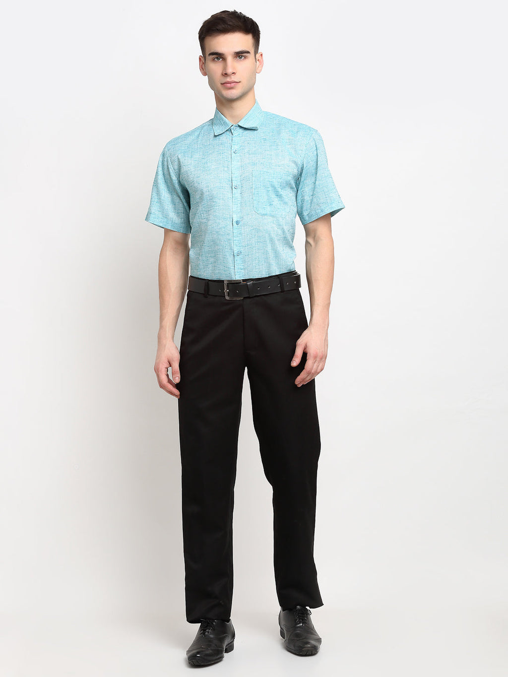 Jainish Green Men's Solid Cotton Half Sleeves Formal Shirt ( SF 783Green ) - Distacart