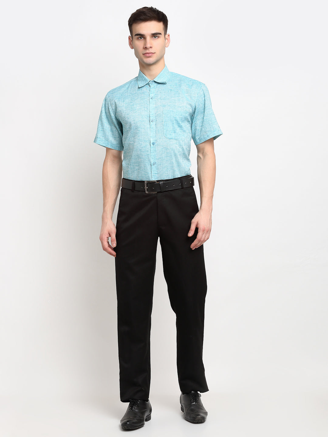 Jainish Green Men's Solid Cotton Half Sleeves Formal Shirt ( SF 783Green ) - Distacart