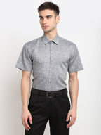 Jainish Grey Men's Solid Cotton Half Sleeves Formal Shirt ( SF 783Grey ) - Distacart