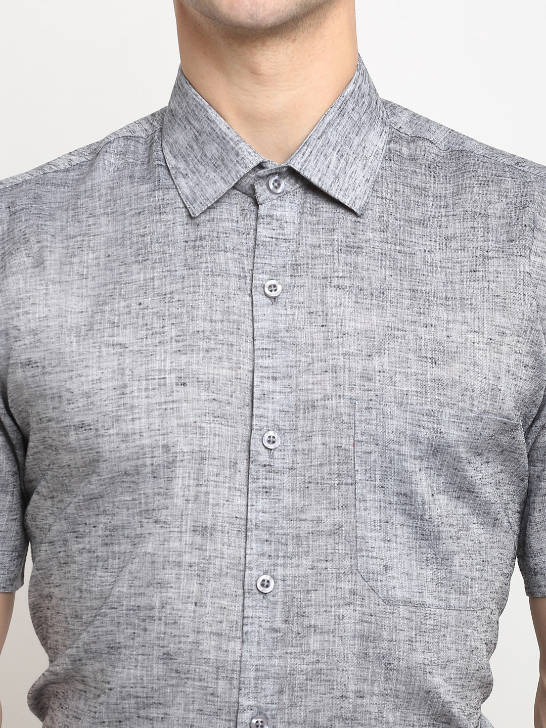 Jainish Grey Men's Solid Cotton Half Sleeves Formal Shirt ( SF 783Grey ) - Distacart