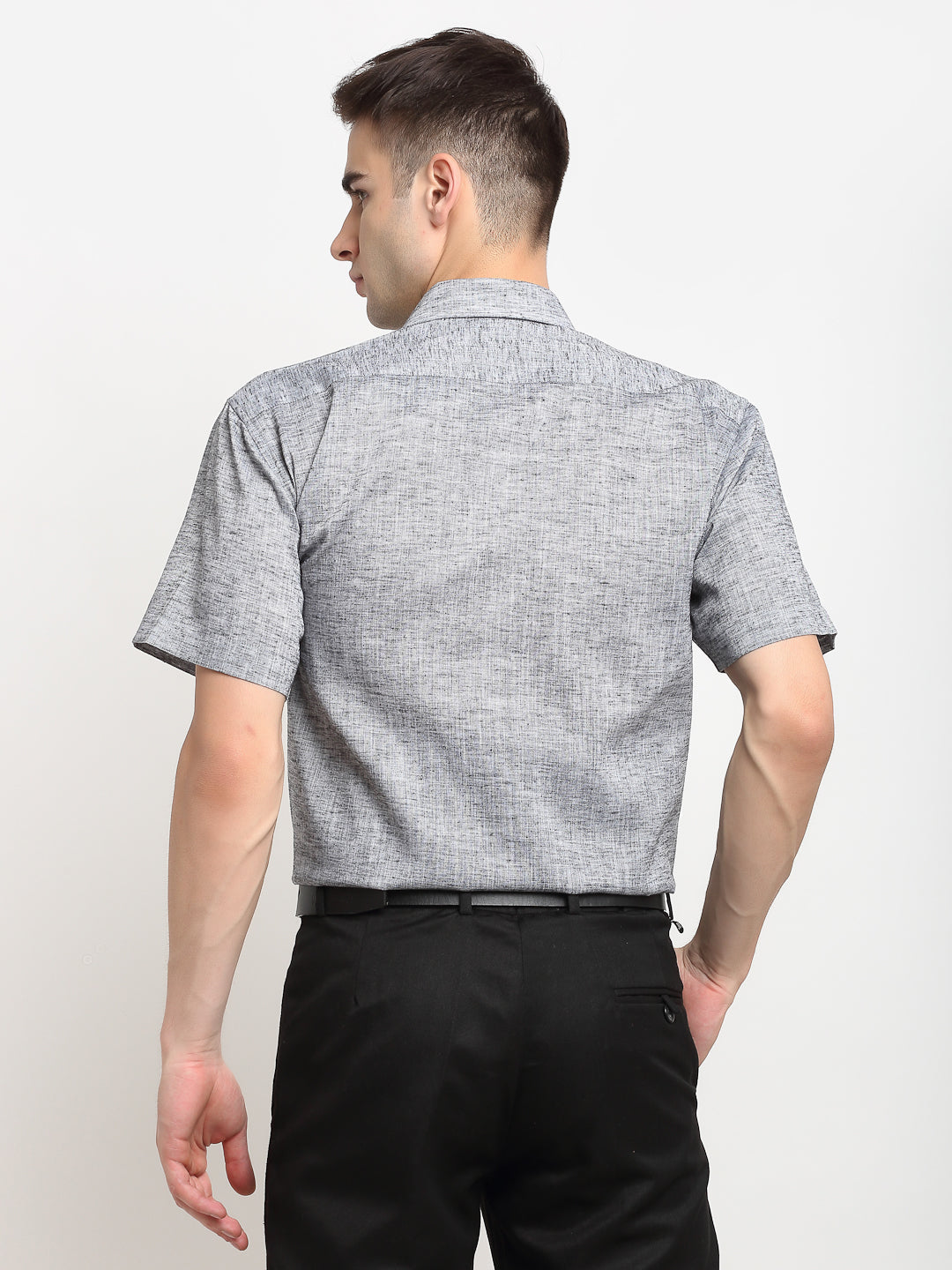 Jainish Grey Men's Solid Cotton Half Sleeves Formal Shirt ( SF 783Grey ) - Distacart