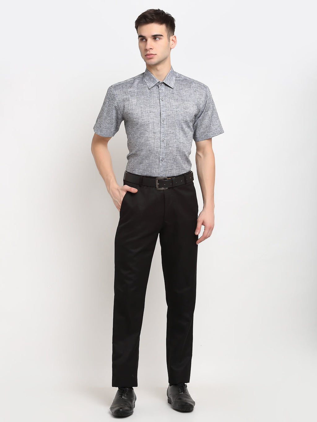 Jainish Grey Men's Solid Cotton Half Sleeves Formal Shirt ( SF 783Grey ) - Distacart