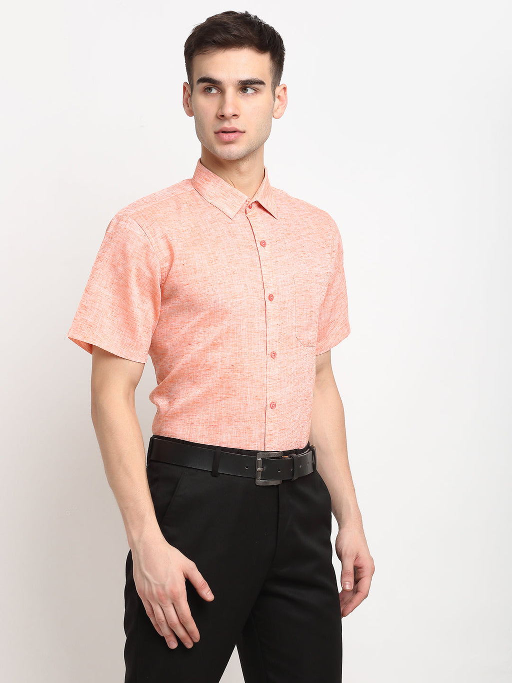 Jainish Orange Men's Solid Cotton Half Sleeves Formal Shirt ( SF 783Orange ) - Distacart