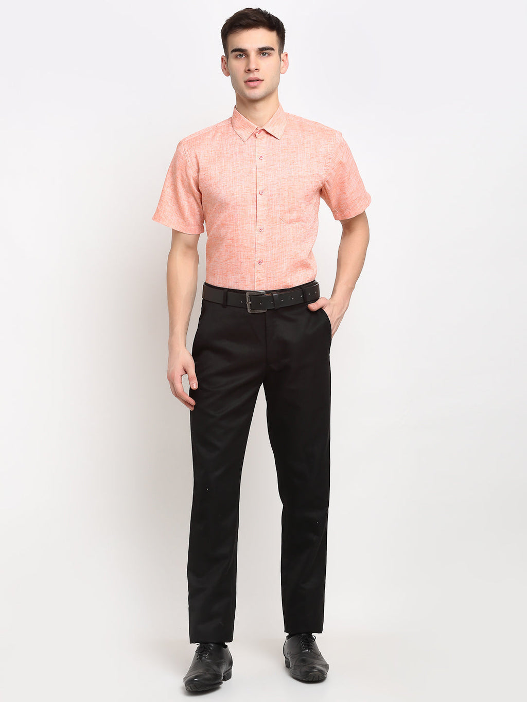Jainish Orange Men's Solid Cotton Half Sleeves Formal Shirt ( SF 783Orange ) - Distacart