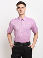 Jainish Purple Men's Solid Cotton Half Sleeves Formal Shirt ( SF 783Purple ) - Distacart
