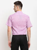 Jainish Purple Men's Solid Cotton Half Sleeves Formal Shirt ( SF 783Purple ) - Distacart