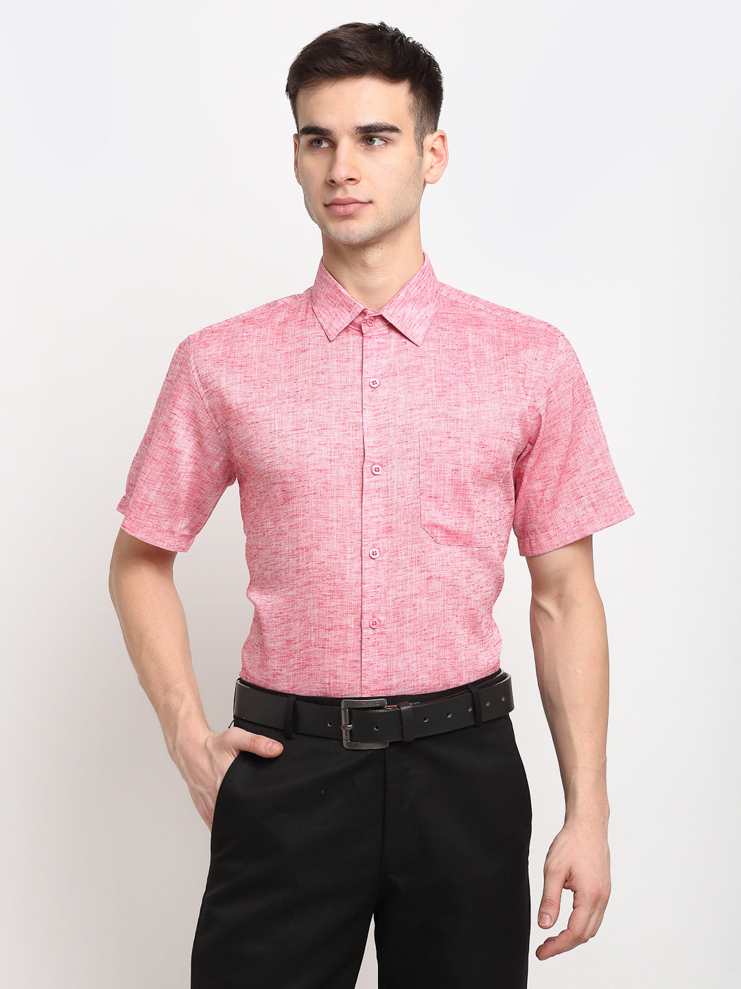 Jainish Red Men's Solid Cotton Half Sleeves Formal Shirt ( SF 783Red ) - Distacart
