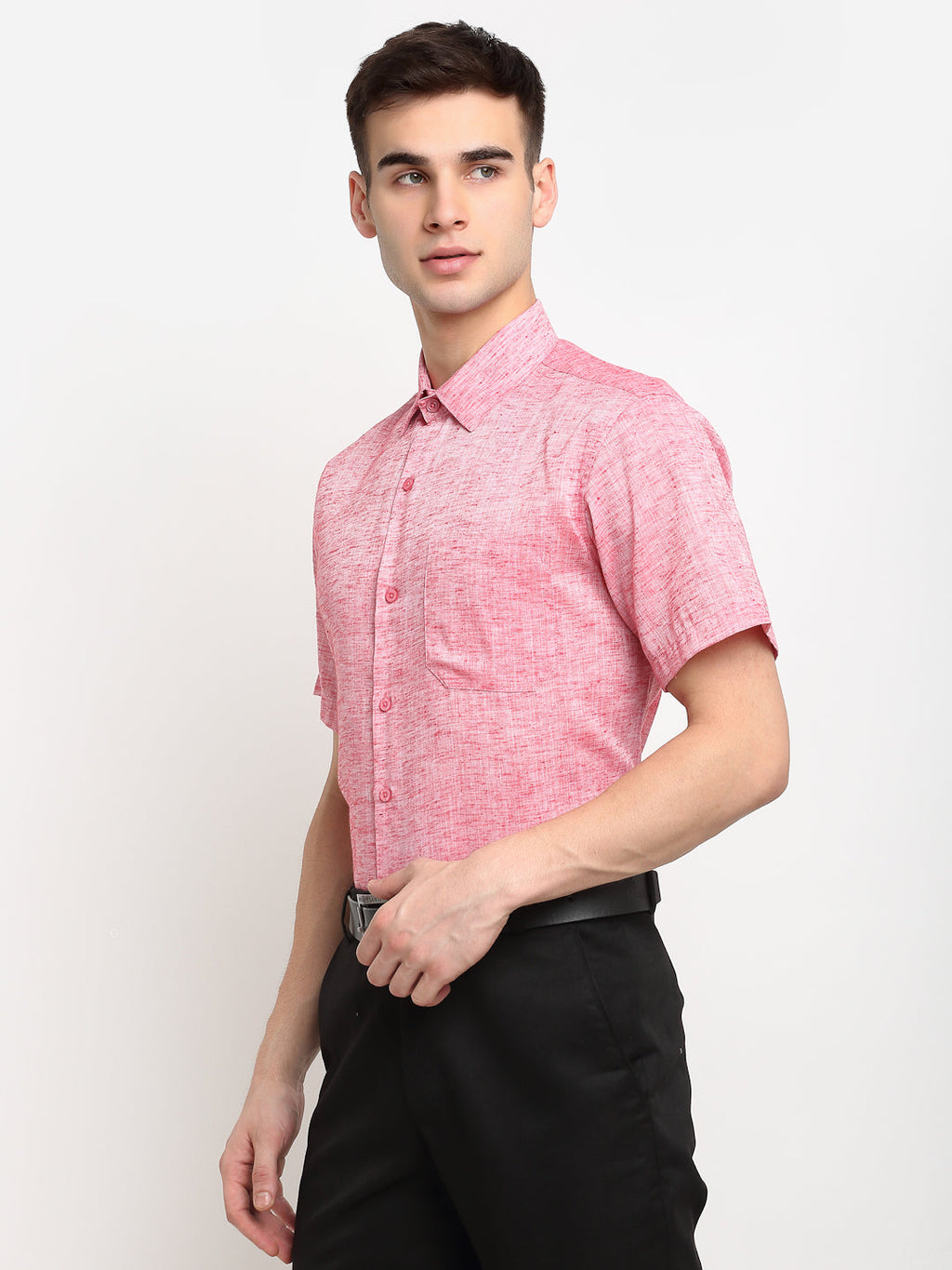 Jainish Red Men's Solid Cotton Half Sleeves Formal Shirt ( SF 783Red ) - Distacart