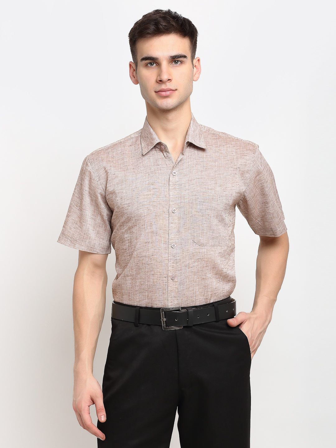 Jainish Rust Men's Solid Cotton Half Sleeves Formal Shirt ( SF 783Rust ) - Distacart