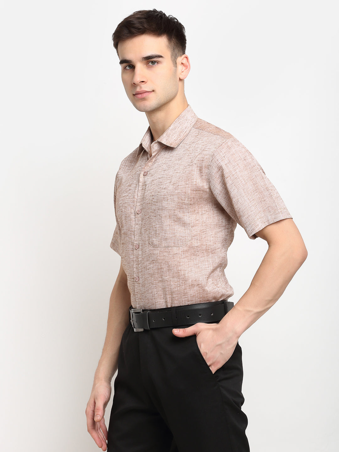 Jainish Rust Men's Solid Cotton Half Sleeves Formal Shirt ( SF 783Rust ) - Distacart