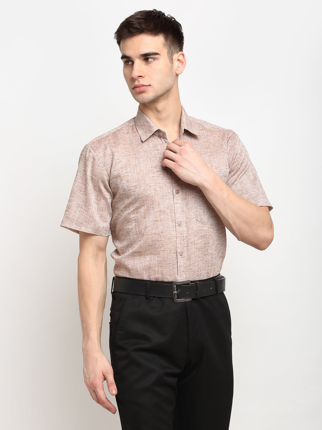Jainish Rust Men's Solid Cotton Half Sleeves Formal Shirt ( SF 783Rust ) - Distacart