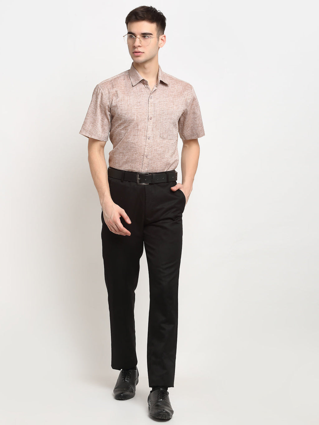 Jainish Rust Men's Solid Cotton Half Sleeves Formal Shirt ( SF 783Rust ) - Distacart