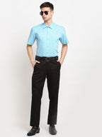Jainish Blue Men's Solid Cotton Half Sleeves Formal Shirt ( SF 783Sky ) - Distacart