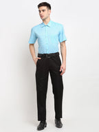Jainish Blue Men's Solid Cotton Half Sleeves Formal Shirt ( SF 783Sky ) - Distacart