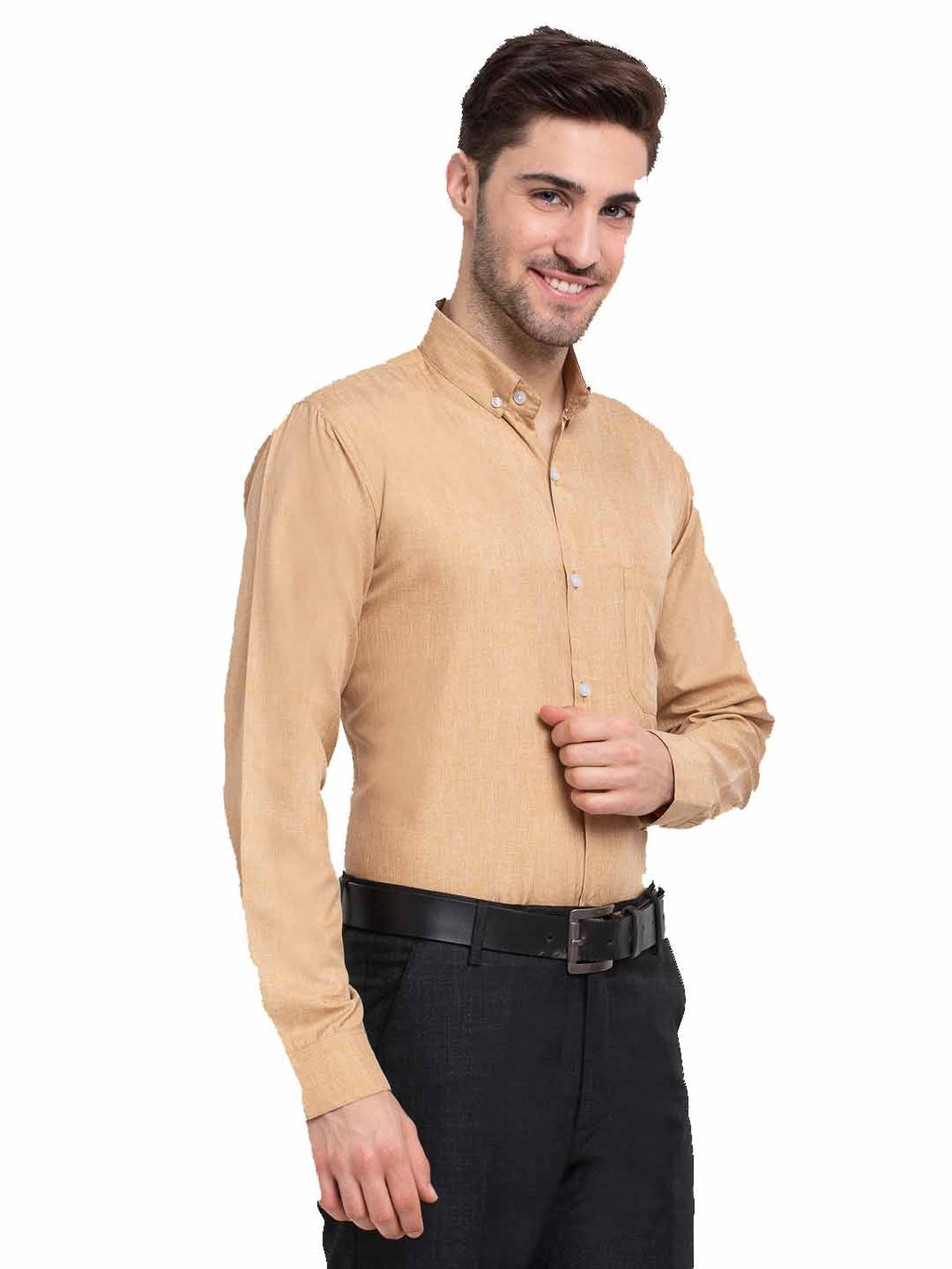 Jainish Beige Men's Button Down Collar Cotton Formal Shirt ( SF 785Beige ) - Distacart