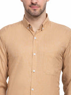 Jainish Beige Men's Button Down Collar Cotton Formal Shirt ( SF 785Beige ) - Distacart