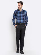 Jainish Blue Men's Checked Cotton Formal Shirt ( SF 786Blue ) - Distacart