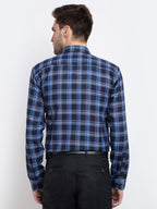 Jainish Blue Men's Checked Cotton Formal Shirt ( SF 786Blue ) - Distacart