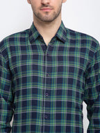 Jainish Green Men's Checked Cotton Formal Shirt ( SF 786Green ) - Distacart