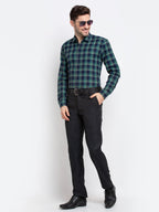 Jainish Green Men's Checked Cotton Formal Shirt ( SF 786Green ) - Distacart