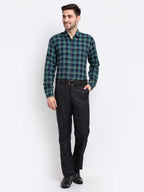Jainish Green Men's Checked Cotton Formal Shirt ( SF 786Green ) - Distacart