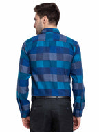 Jainish Blue Men's Checked Cotton Formal Shirt ( SF 787Blue ) - Distacart
