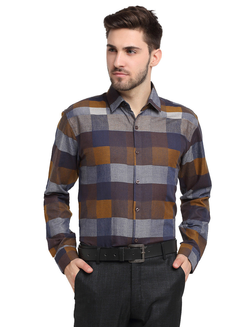 Jainish Multicolor Men's Checked Cotton Formal Shirt ( SF 787Multi ) - Distacart