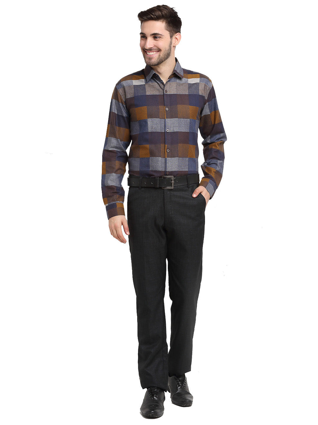 Jainish Multicolor Men's Checked Cotton Formal Shirt ( SF 787Multi ) - Distacart