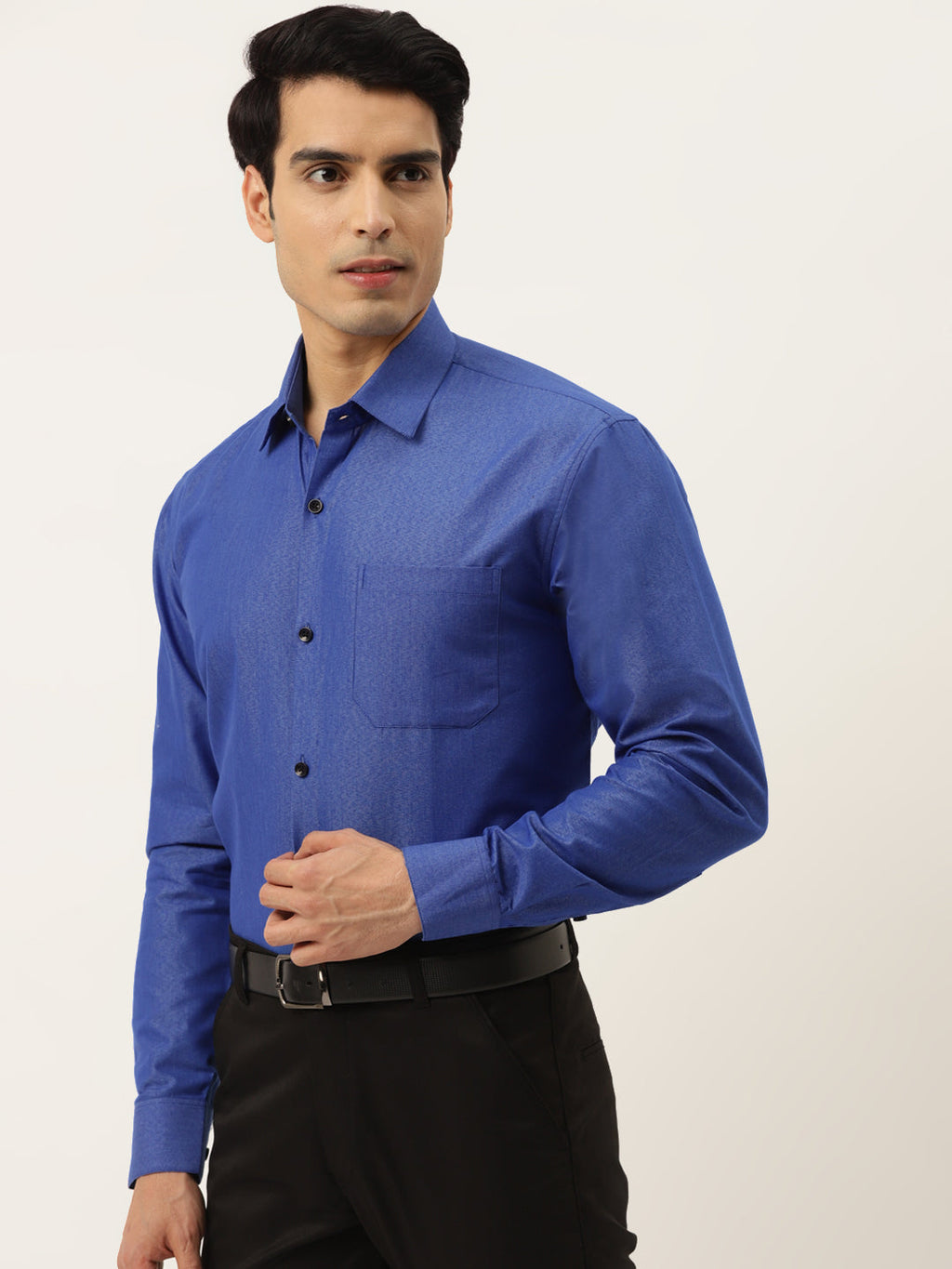 Jainish Men's Solid Formal Cotton Shirt ( SF 788Blue ) - Distacart