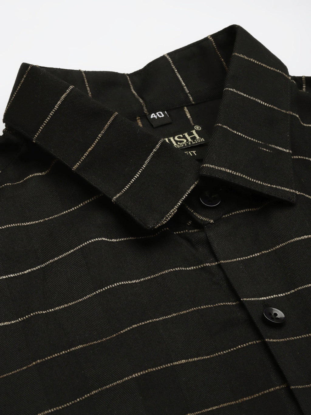 Jainish Men's Formal Cotton Horizontal Striped Shirt ( SF 790Black ) - Distacart