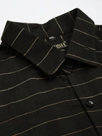 Jainish Men's Formal Cotton Horizontal Striped Shirt ( SF 790Black ) - Distacart