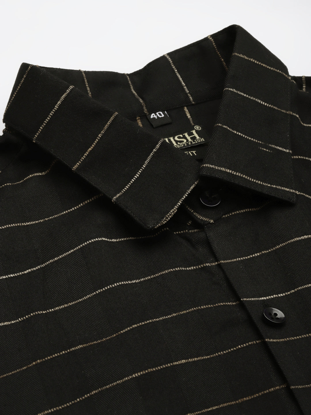 Jainish Men's Formal Cotton Horizontal Striped Shirt ( SF 790Black ) - Distacart