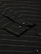 Jainish Men's Formal Cotton Horizontal Striped Shirt ( SF 790Black ) - Distacart