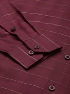 Jainish Men's Formal Cotton Horizontal Striped Shirt ( SF 790Maroon ) - Distacart