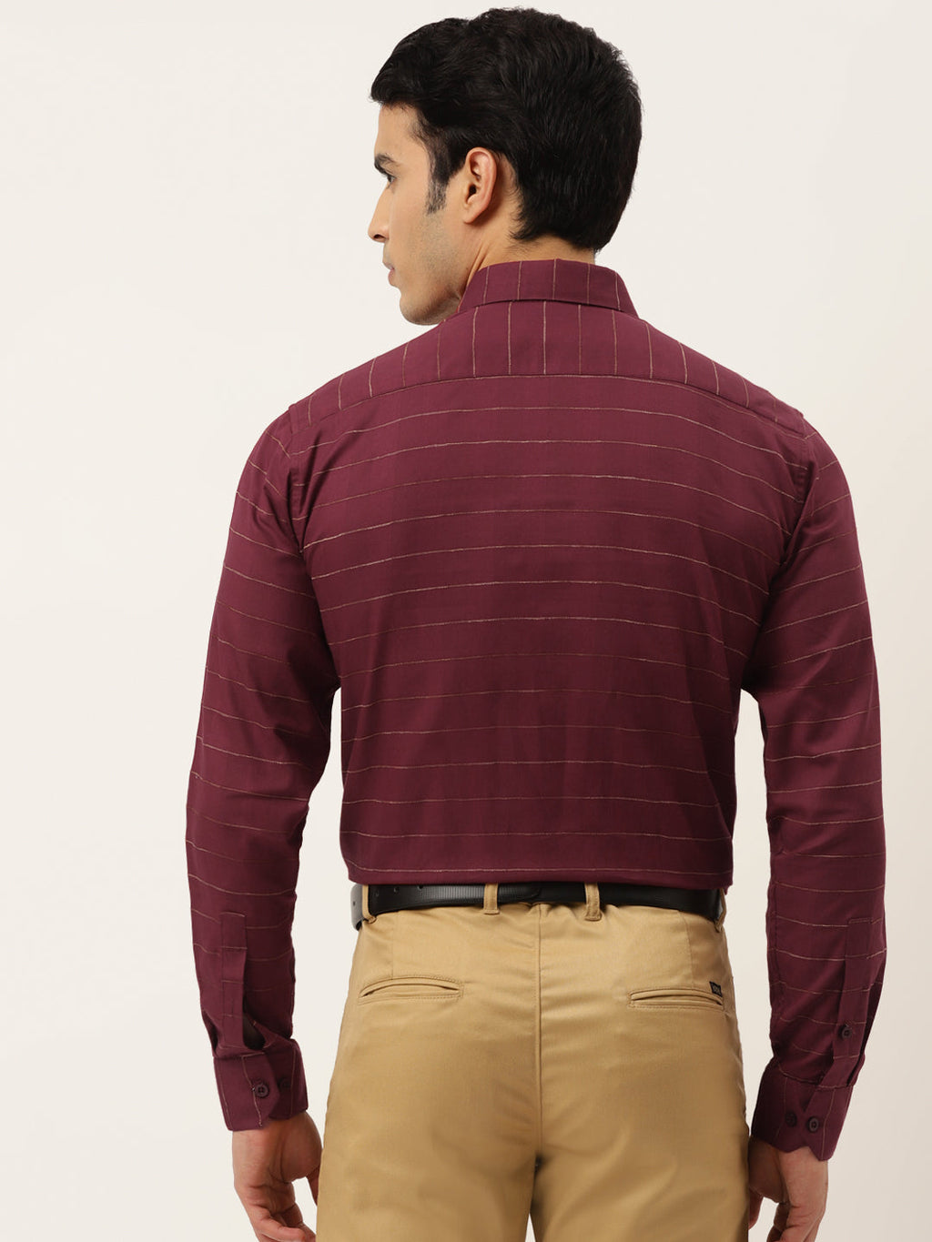 Jainish Men's Formal Cotton Horizontal Striped Shirt ( SF 790Maroon ) - Distacart