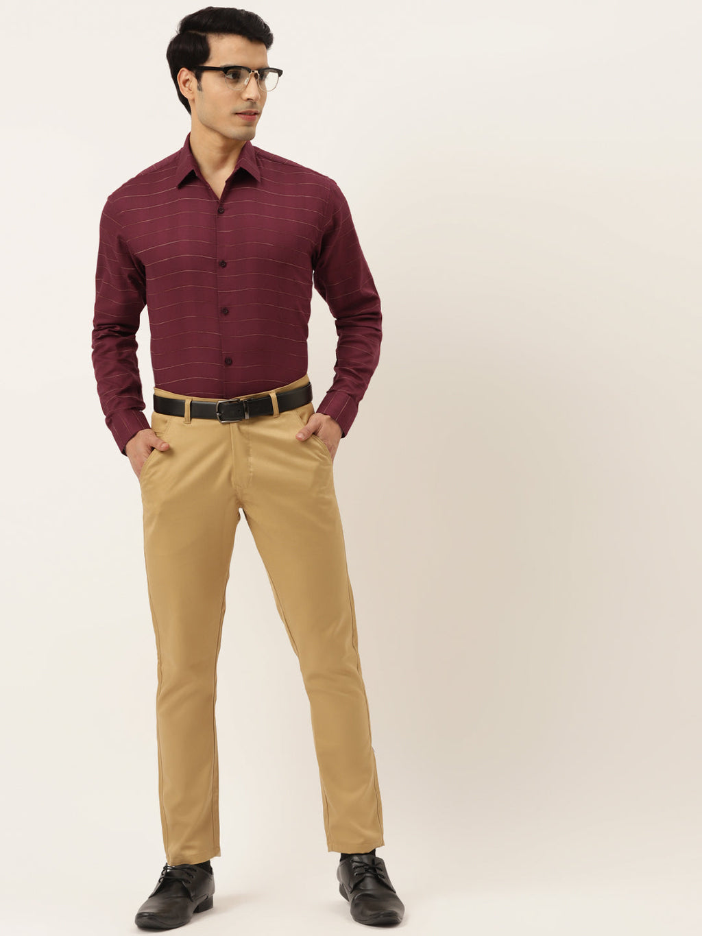 Jainish Men's Formal Cotton Horizontal Striped Shirt ( SF 790Maroon ) - Distacart