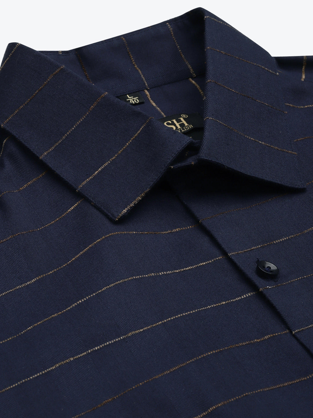 Jainish Men's Formal Cotton Horizontal Striped Shirt ( SF 790Navy ) - Distacart