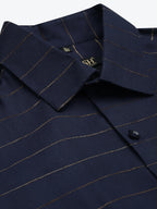 Jainish Men's Formal Cotton Horizontal Striped Shirt ( SF 790Navy ) - Distacart
