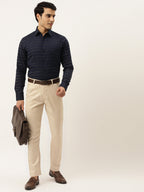 Jainish Men's Formal Cotton Horizontal Striped Shirt ( SF 790Navy ) - Distacart