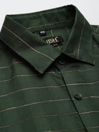 Jainish Men's Formal Cotton Horizontal Striped Shirt ( SF 790Olive ) - Distacart