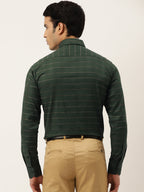 Jainish Men's Formal Cotton Horizontal Striped Shirt ( SF 790Olive ) - Distacart