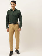 Jainish Men's Formal Cotton Horizontal Striped Shirt ( SF 790Olive ) - Distacart