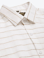 Jainish Men's Formal Cotton Horizontal Striped Shirt ( SF 790White ) - Distacart